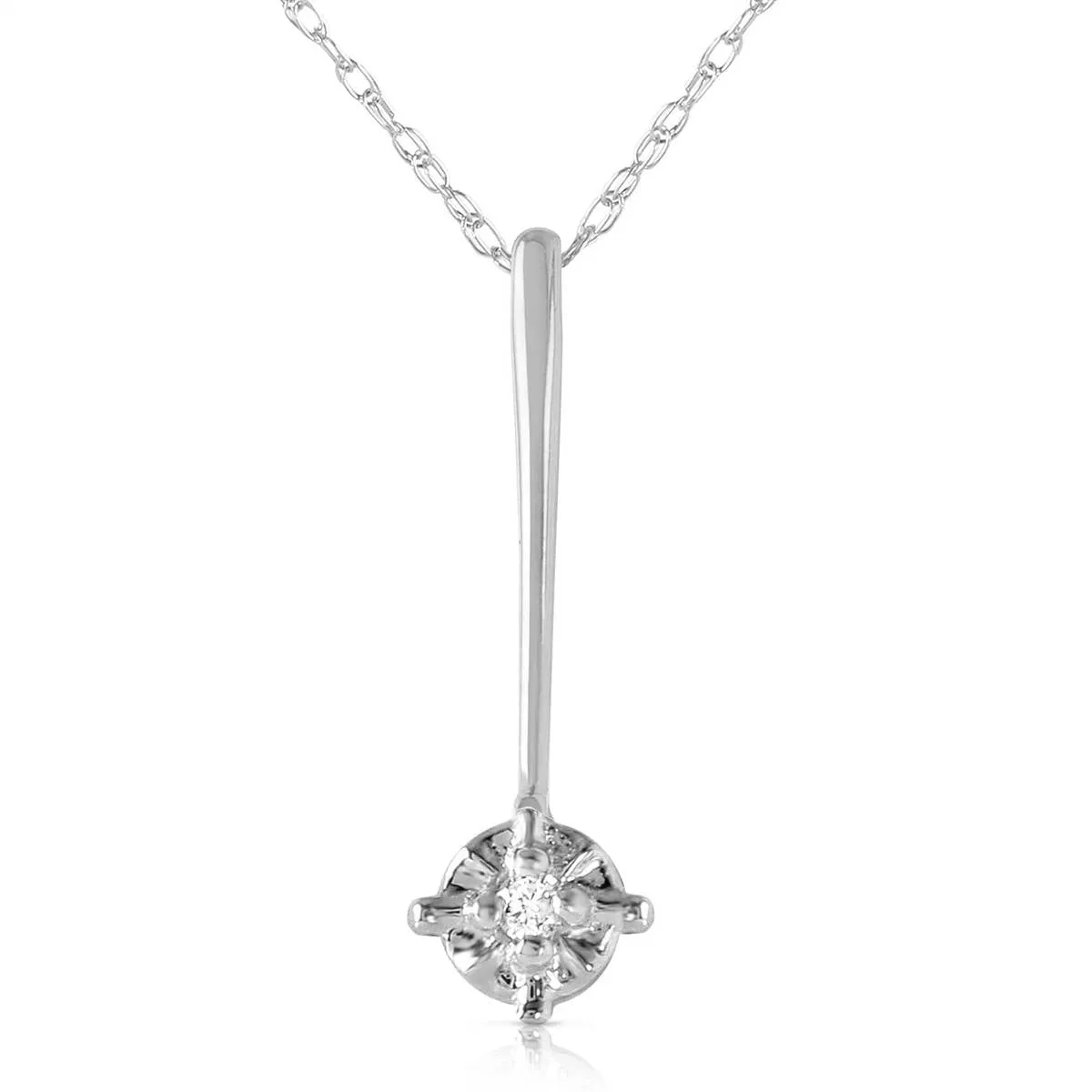 0.03 Carat 14K Solid White Gold Necklace Natural Diamond