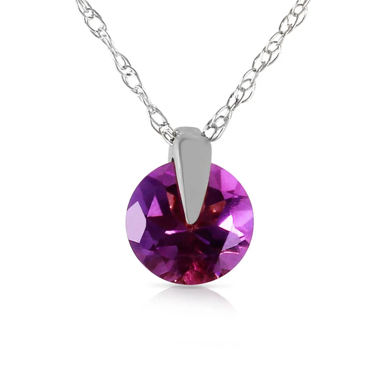 0.75 Carat 14K Solid White Gold Leading Beauty Amethyst Necklace