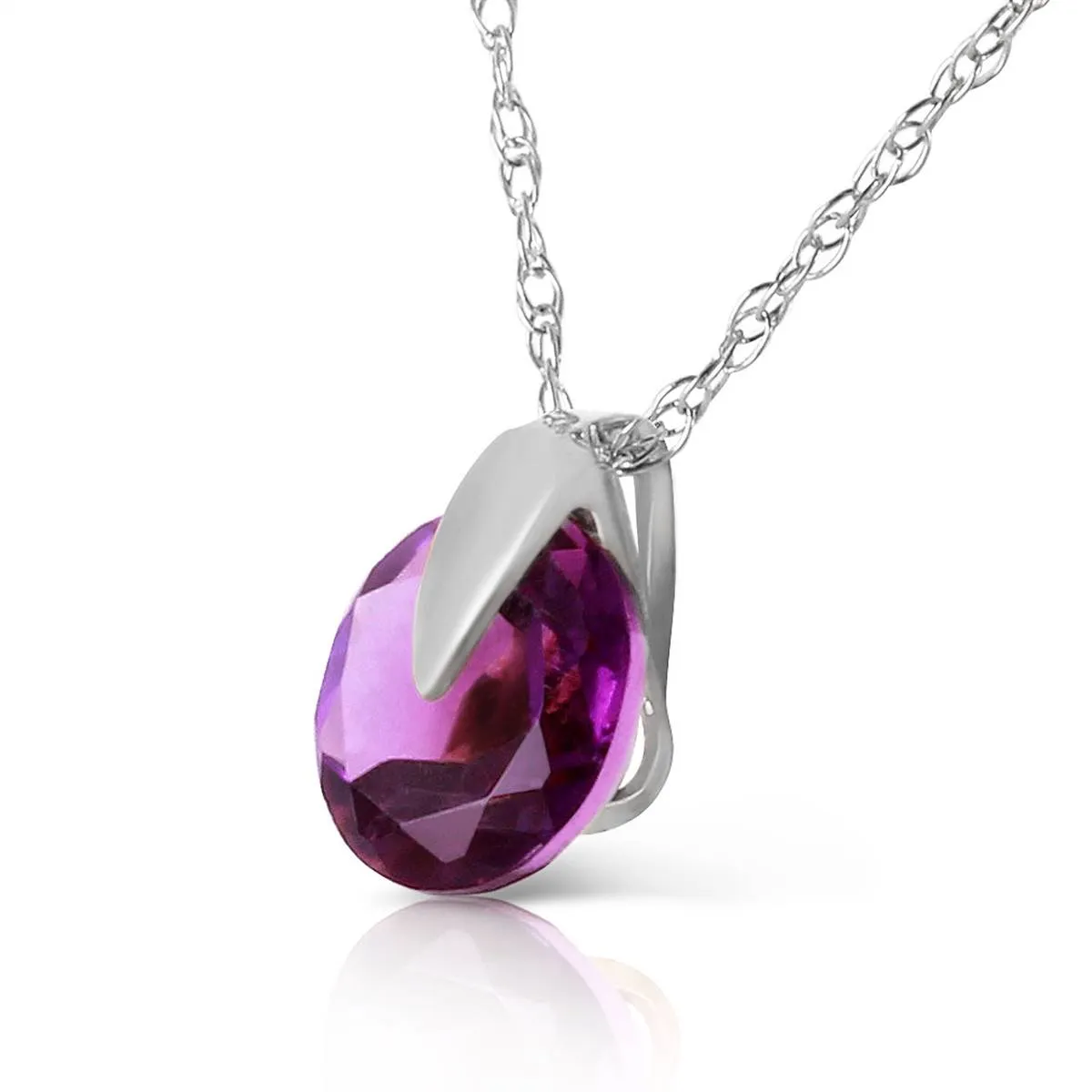 0.75 Carat 14K Solid White Gold Leading Beauty Amethyst Necklace