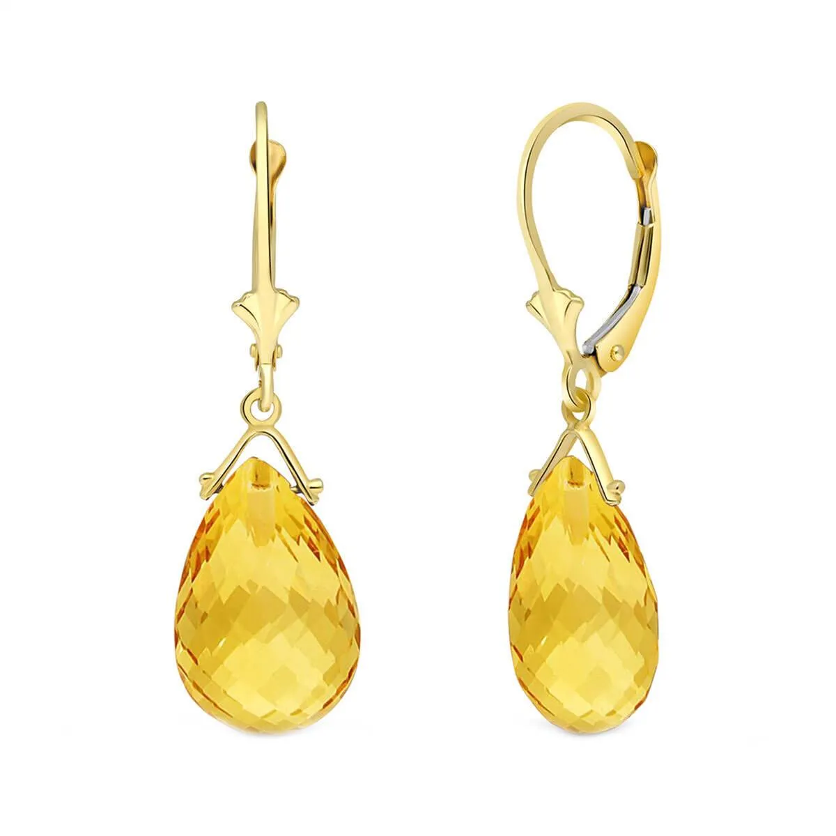 10.2 Carat 14K Solid Yellow Gold Fortune Citrine Earrings