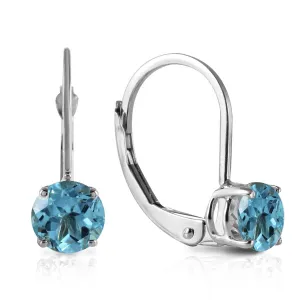 1.2 Carat 14K Solid White Gold Pay Attention Blue Topaz Earrings