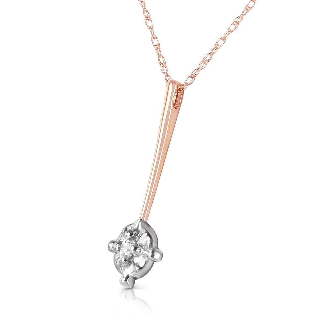 14K Solid Rose Gold Natural Diamond Necklace Gemstone