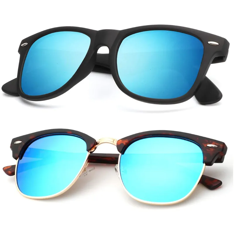 2 Pack K.Y Polarized 100% UV Blocking Semi-Rimless Sunglasses for Men & Women