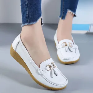 2018 Flats Woman Cow Leather Flats Women Slip On