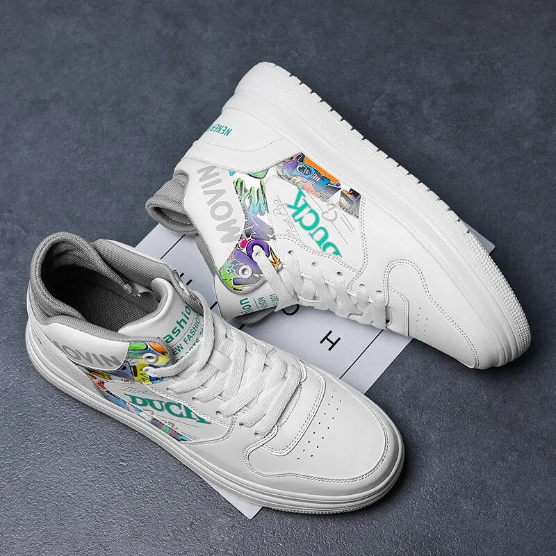 24 Hours Delivery  Winter Non-Slip Wear-Resistant Couple High-Top Platform Fashion Casual White Sneakers