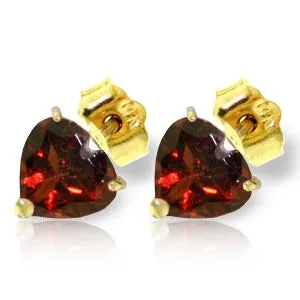 3.25 Carat 14K Solid Yellow Gold Girl Class Garnet Earrings