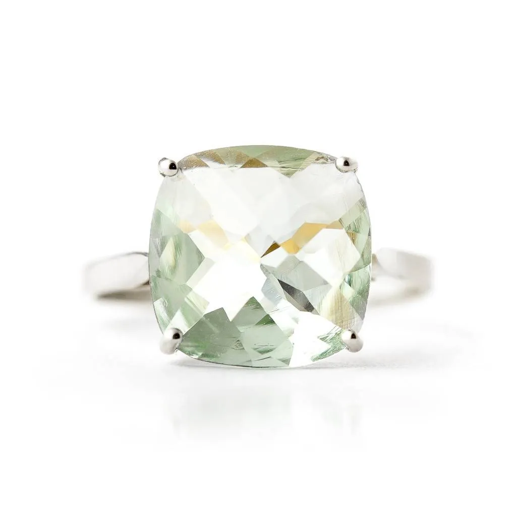 3.6 Carat 14K Solid White Gold Hymne L'amour Green Amethyst Ring