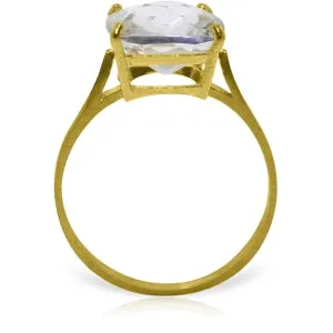 3.6 Carat 14K Solid Yellow Gold Ring Natural Checkerboard Cut White Topaz