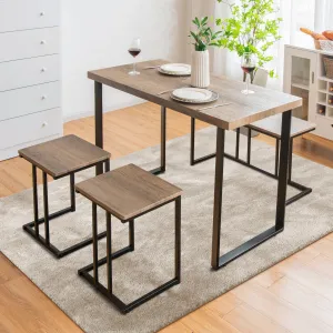 4 Pieces Metal Frame Industrial Breakfast Table Chair Set