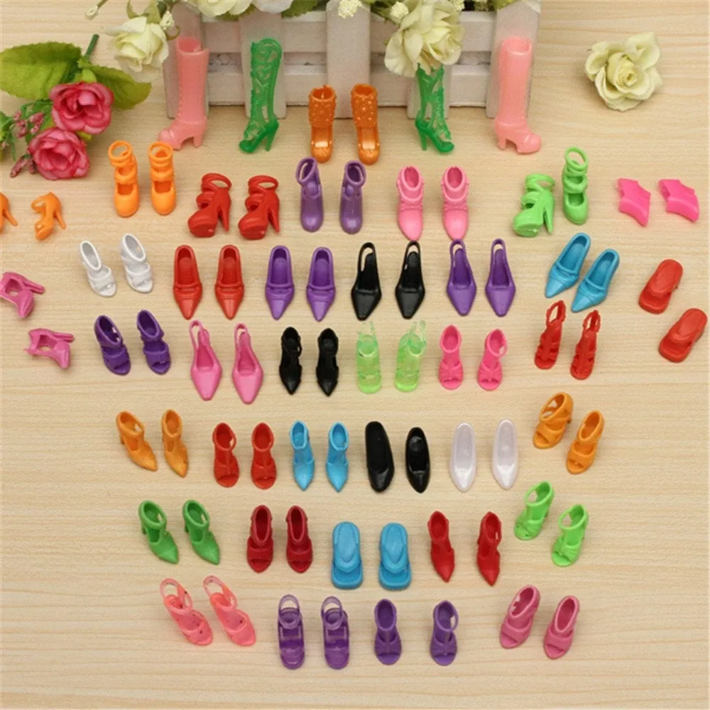 40 pairs of Shoes for Barbie Dolls - Mix Lot for 11.5 inch 29 cm Barbie Dolls - Girl Toys - Barbie Accessories - Curvy High Heels High Hills