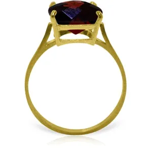 4.5 Carat 14K Solid Yellow Gold Ring Natural Checkerboard Cut Garnet