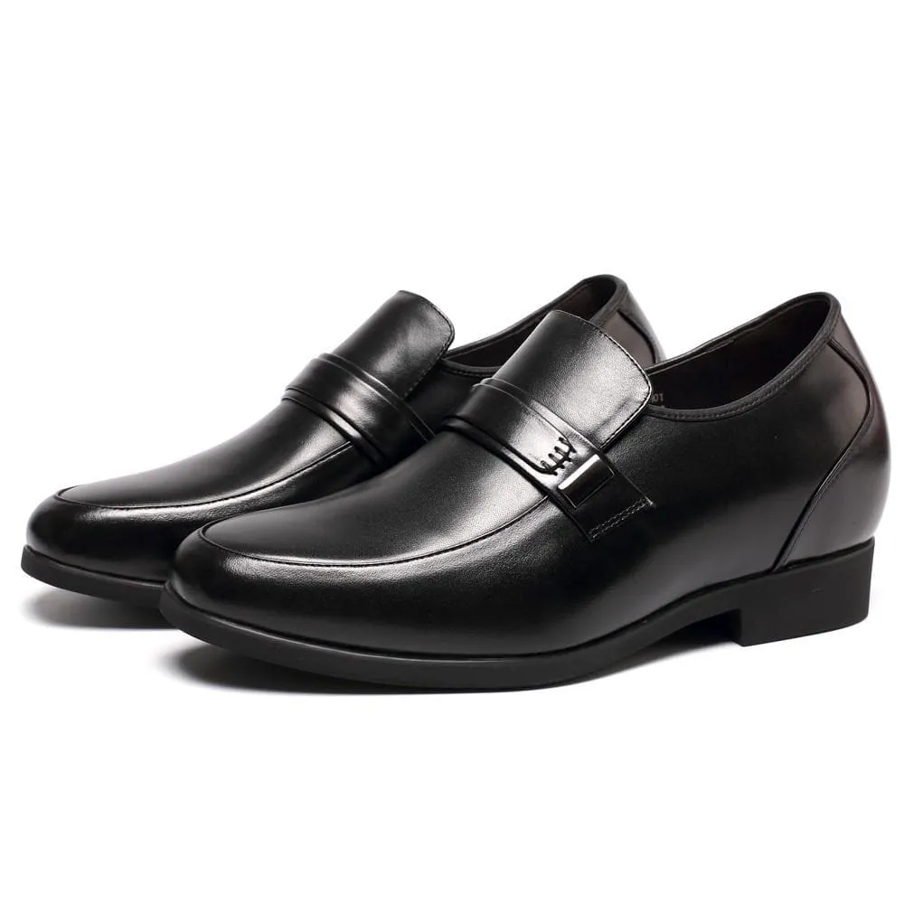 7 CM / 2.76 Inches Taller - CMR CHAMARIPA Convenient Lace-Less Black Height Increase Dress Shoes