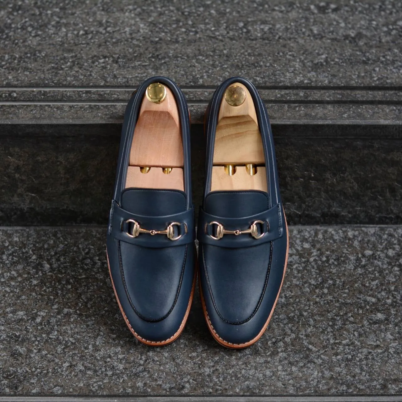 702 Horsebit Loafer MattBlue - Wooden Soles