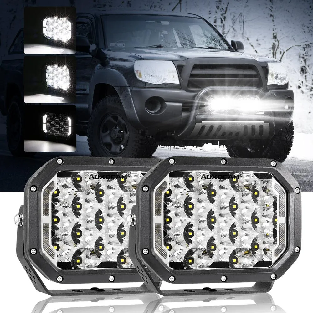 7x5 Inch Rectangle LED Pods White Spot Driving Lights with DRL