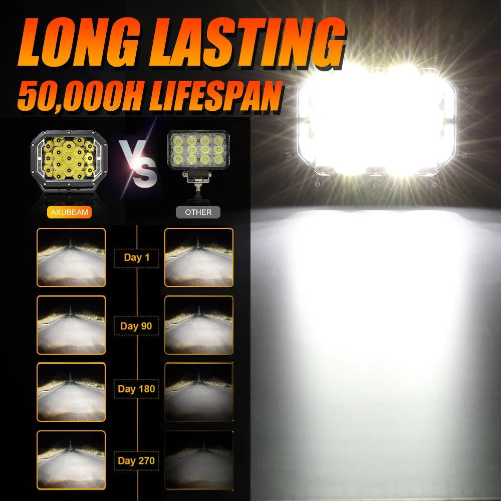 7x5 Inch Rectangle LED Pods White Spot Driving Lights with DRL