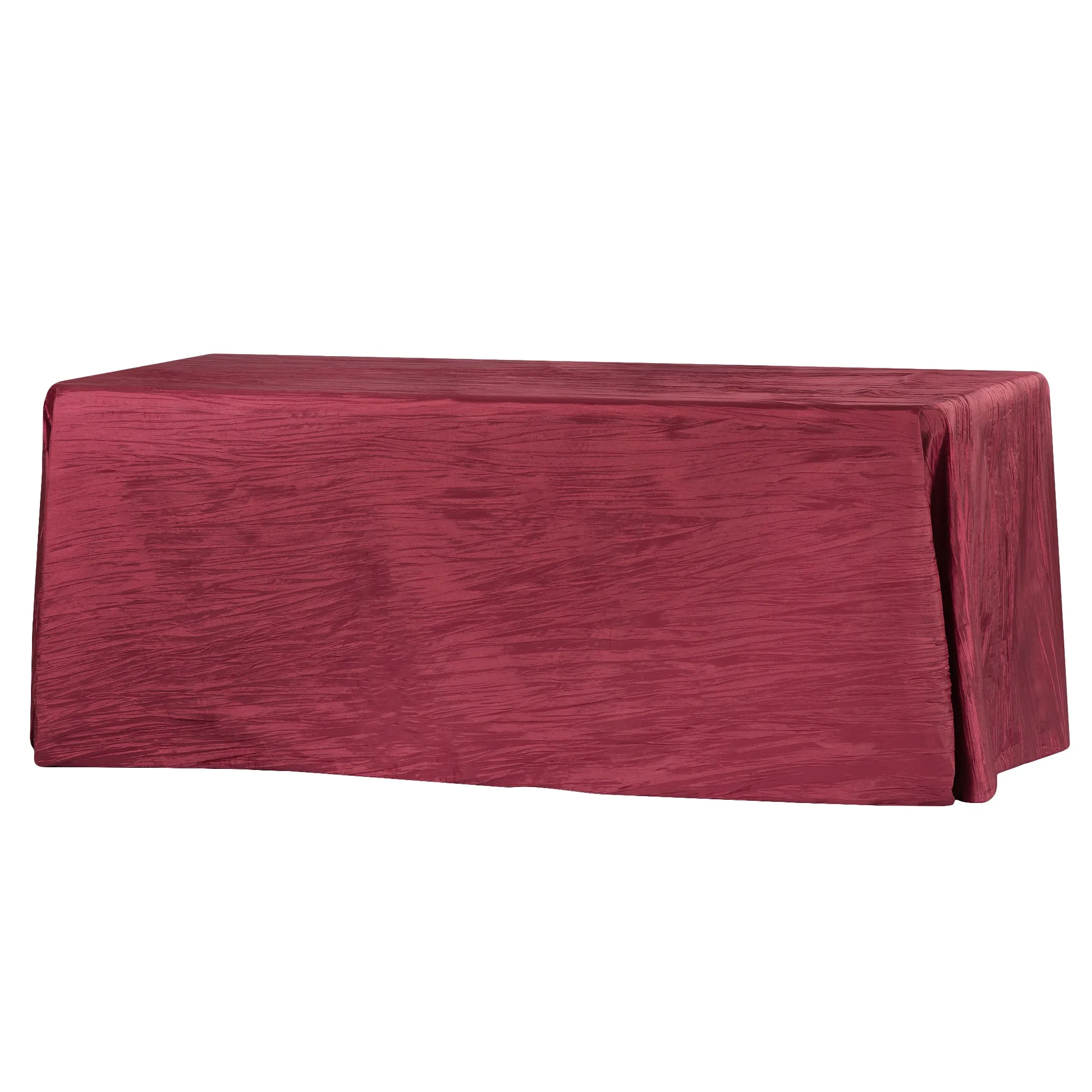 Accordion Crinkle Taffeta 90"x156" Rectangular Tablecloth - Burgundy