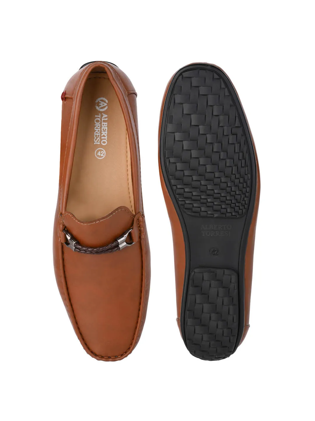 Alberto Torresi Tan Burnish With TPR Sole Loafers For Men