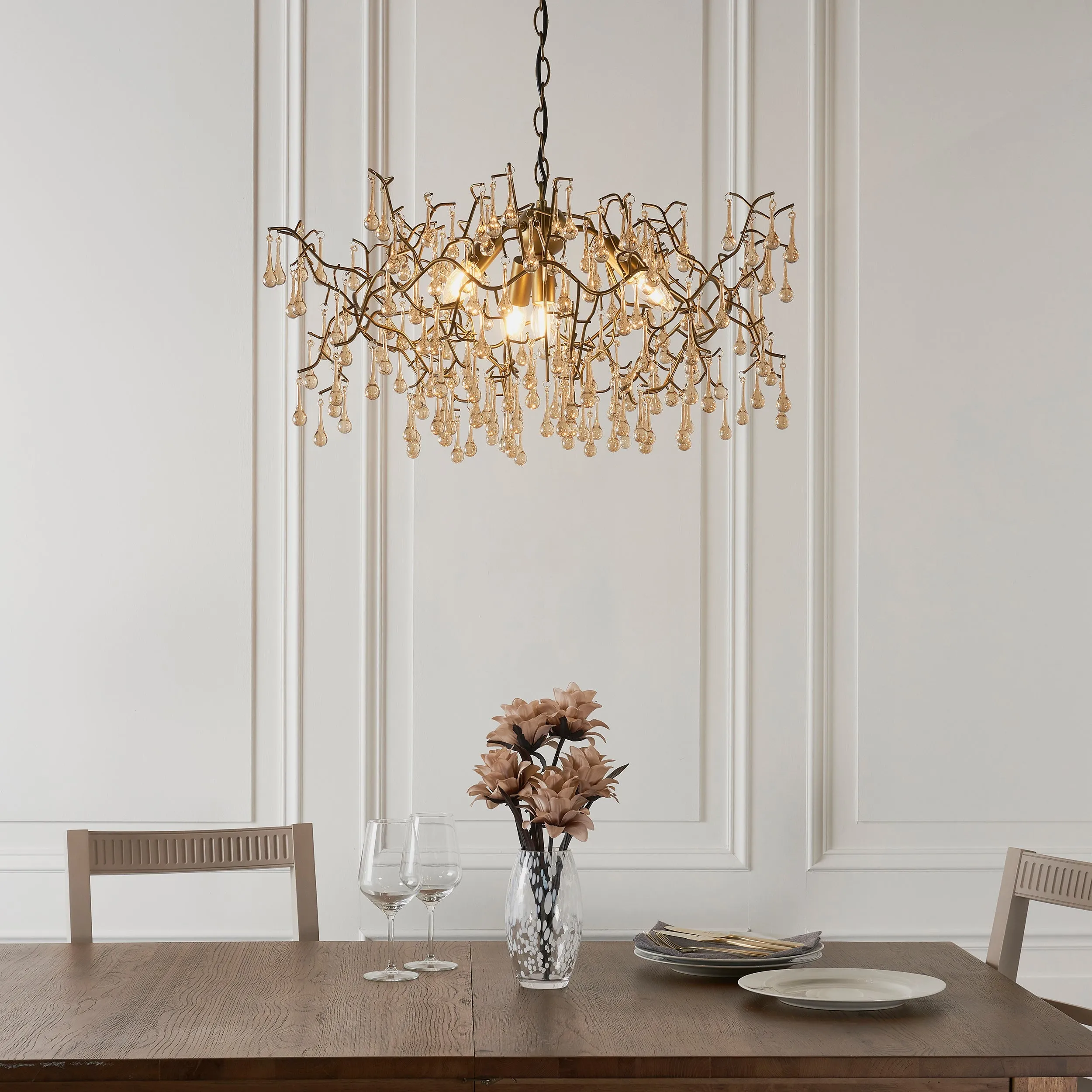 Amos Chatsworth Chandelier Aged Gold & Champagne