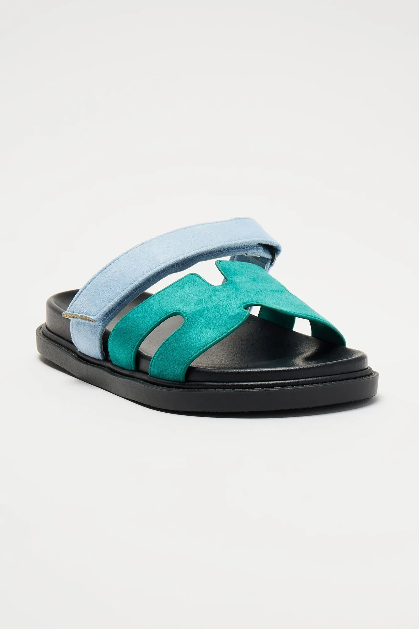 Amozae-Agnes Flat Sandals - Green/combo