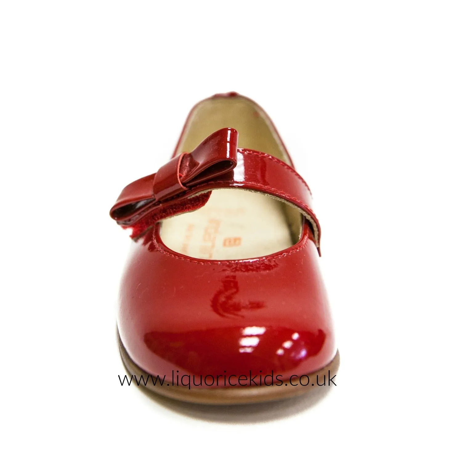 Andanines Red Patent Mary Janes with Red Bow