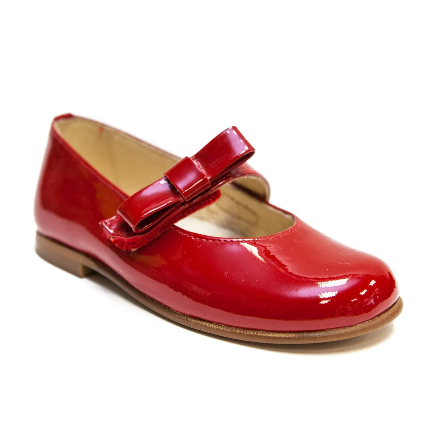 Andanines Red Patent Mary Janes with Red Bow