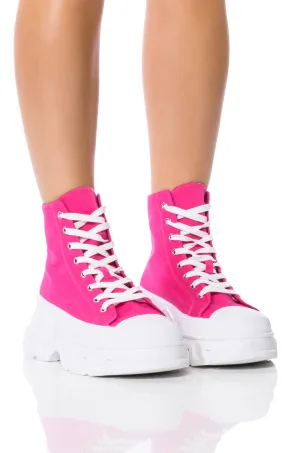 AZALEA WANG CHANEY HIGH TOP SNEAKER IN FUCHSIA