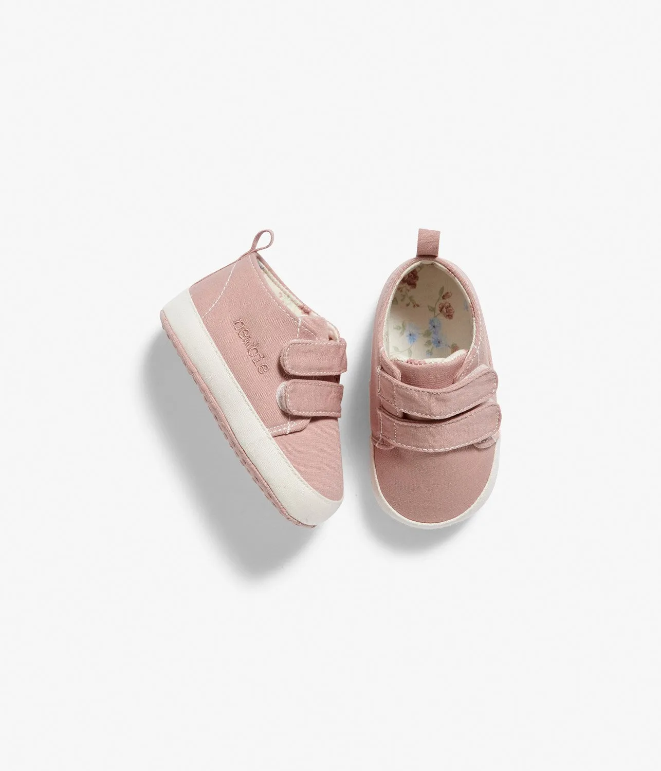 Baby pink floral cotton sneakers