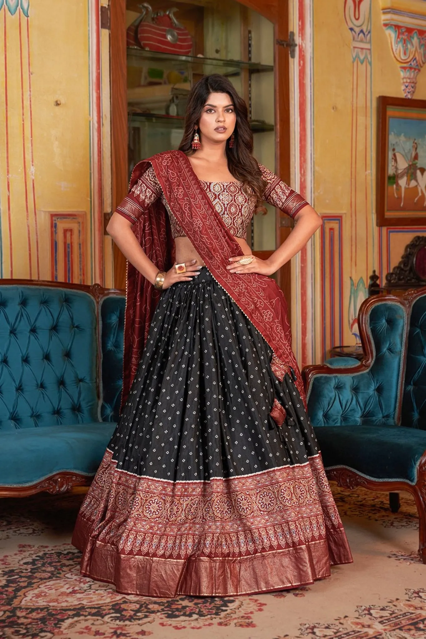 Bandhani Designer Ajarakh Printed Lehenga Choli