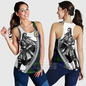 Bannatyne Tartan Clan Crest Women's Racerback Tanks with Highlander Warrior Celtic Style