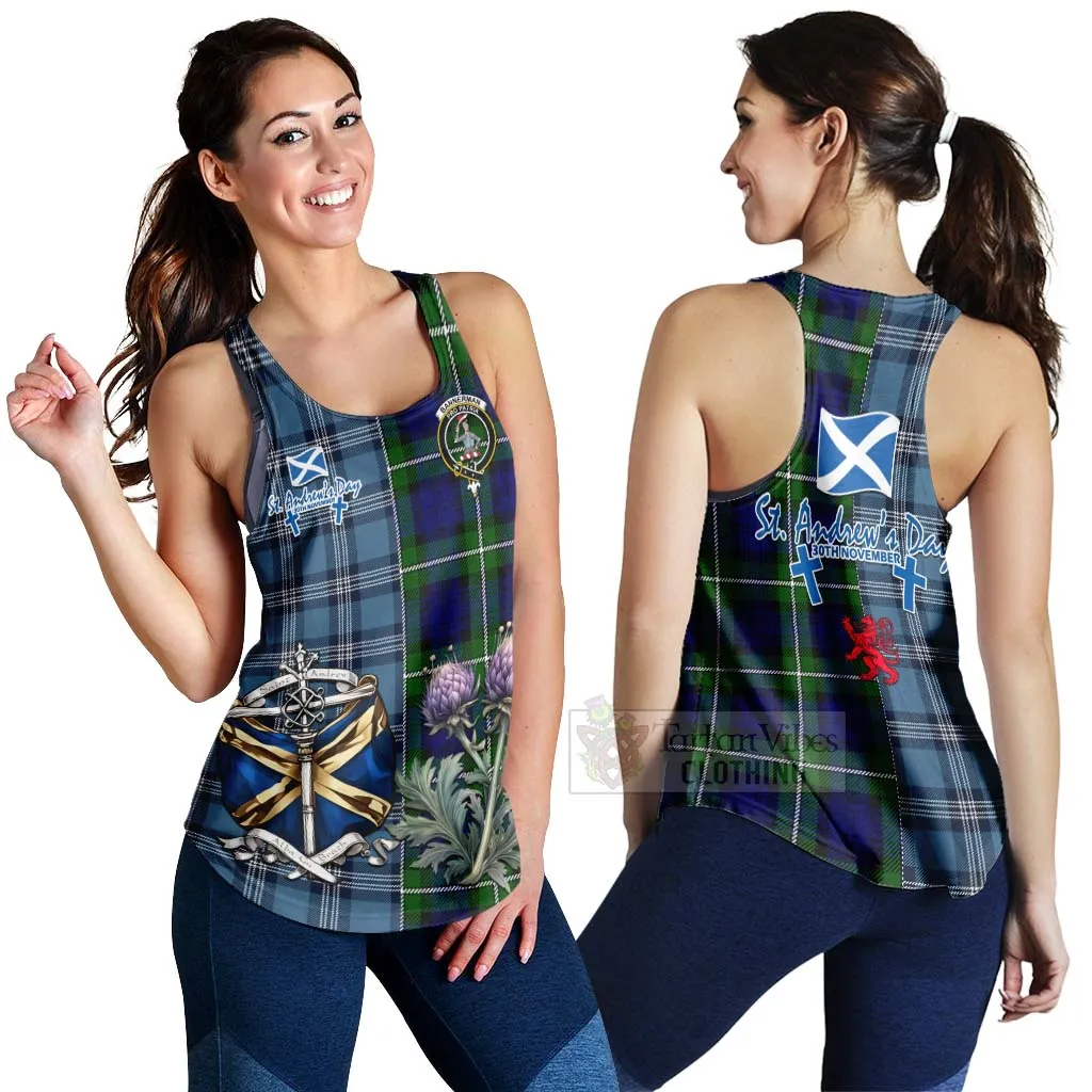 Bannerman Tartan Women's Racerback Tanks Happy St. Andrew's Day Half Tartan Style