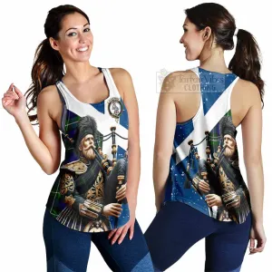 Bannerman Tartan Women's Racerback Tanks with Family Crest Scottish Bagpiper Vibes