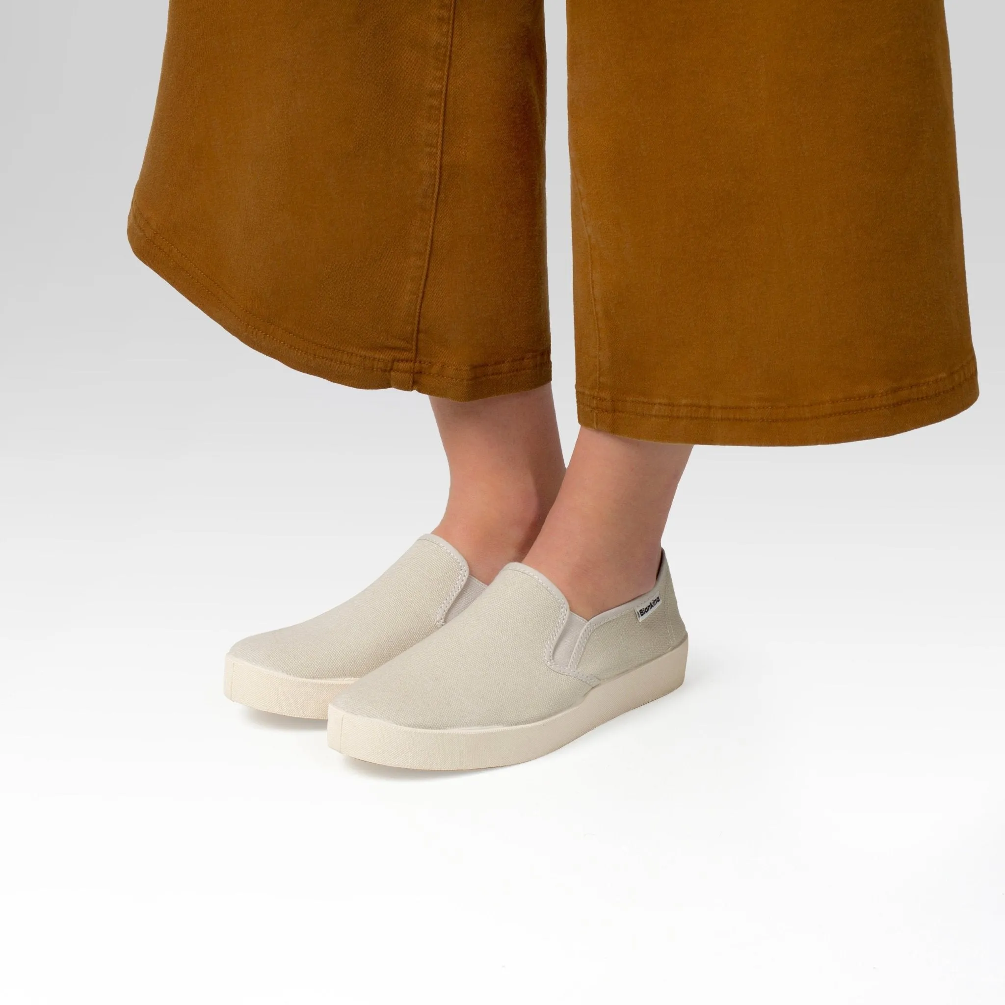 Barcelona Organic Cotton Canvas Slip Ons - Beige Tan