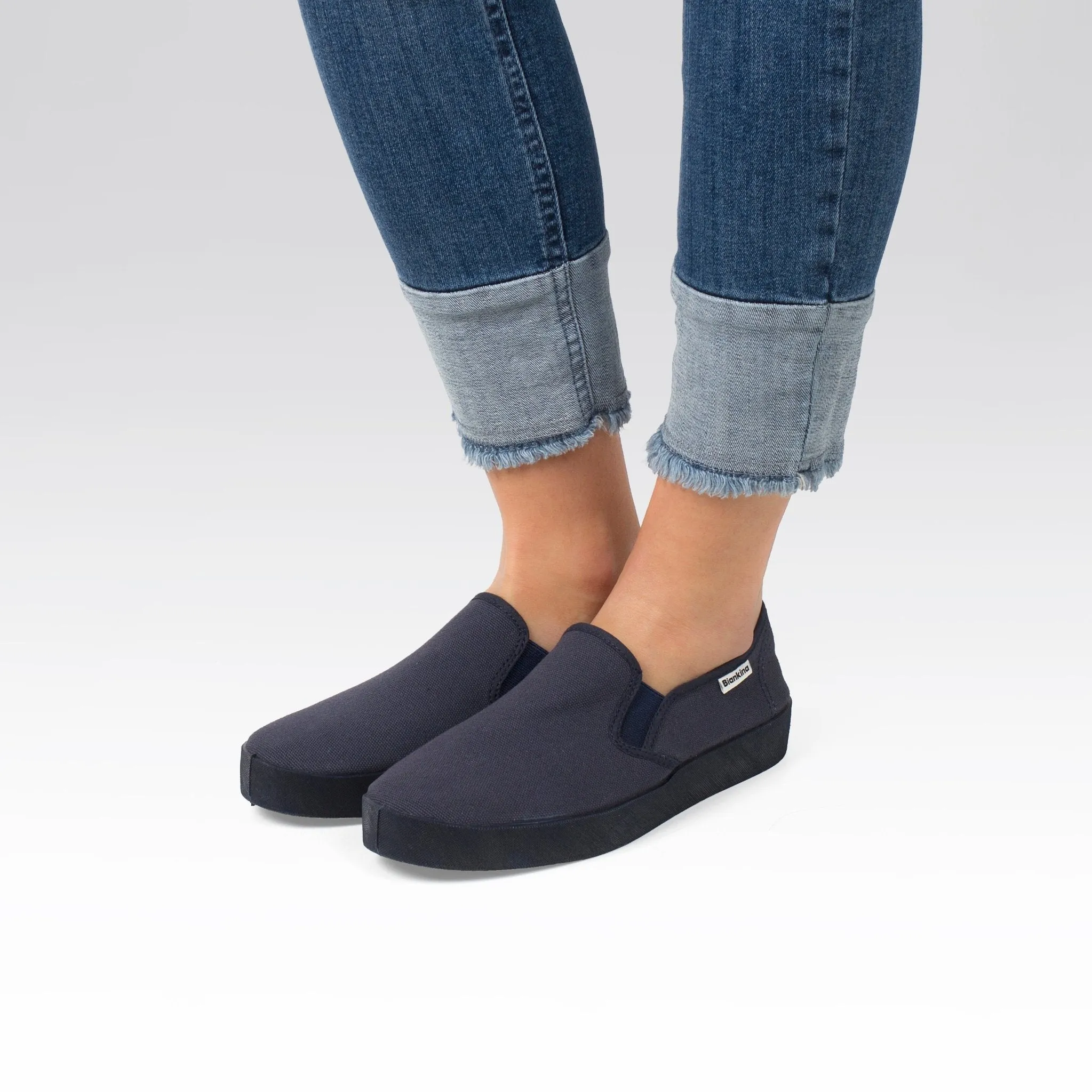 Barcelona Organic Cotton Canvas Slip Ons - Navy Blue