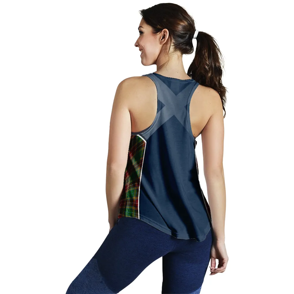 Baxter Tartan Women's Racerback Tanks with Family Crest and Scottish Thistle Vibes Sport Style