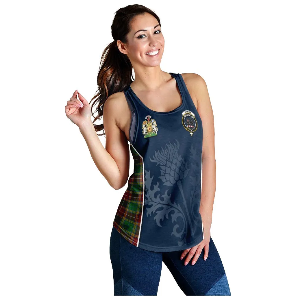 Baxter Tartan Women's Racerback Tanks with Family Crest and Scottish Thistle Vibes Sport Style