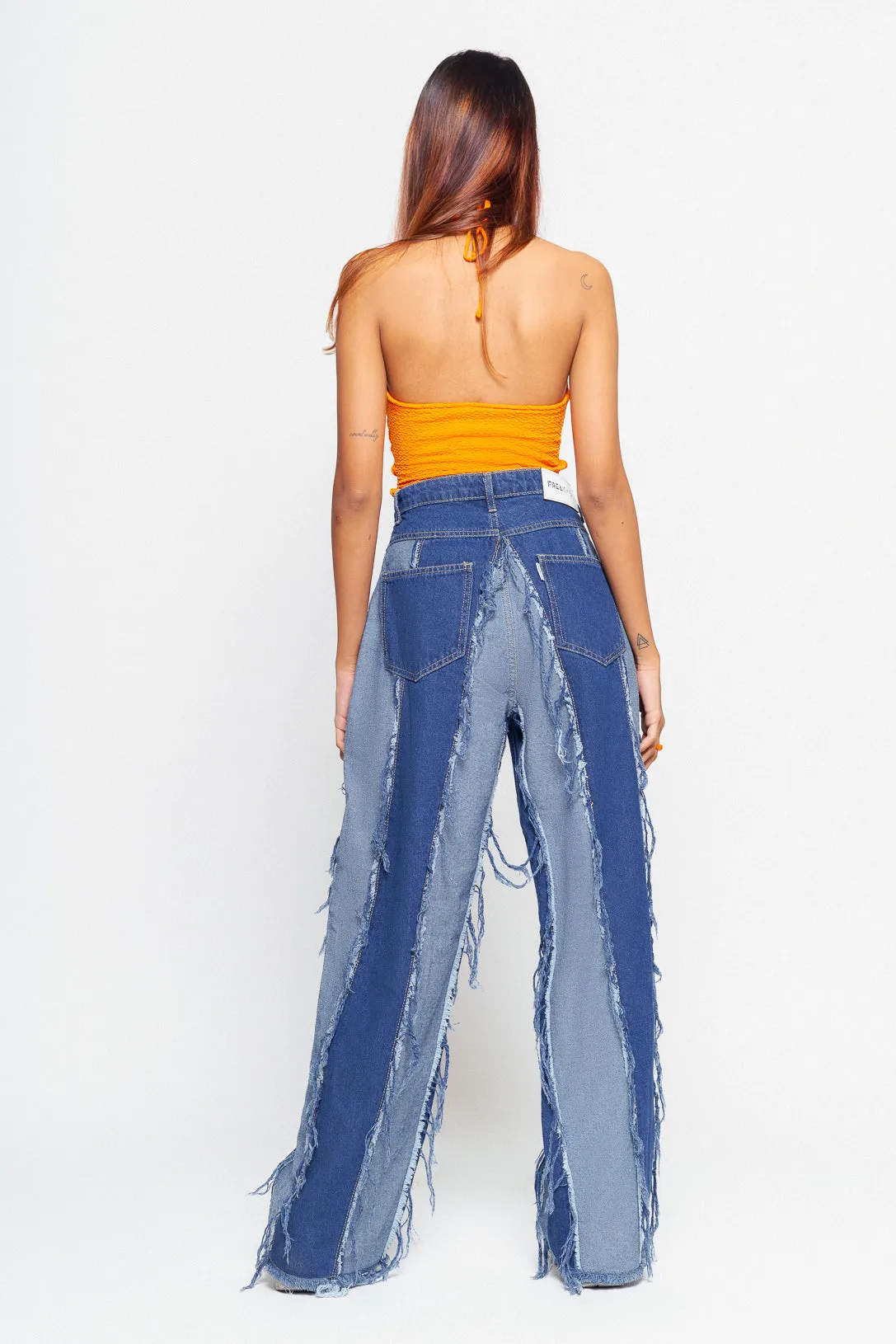 Blue Dance Around Fray Straight Fit Jeans