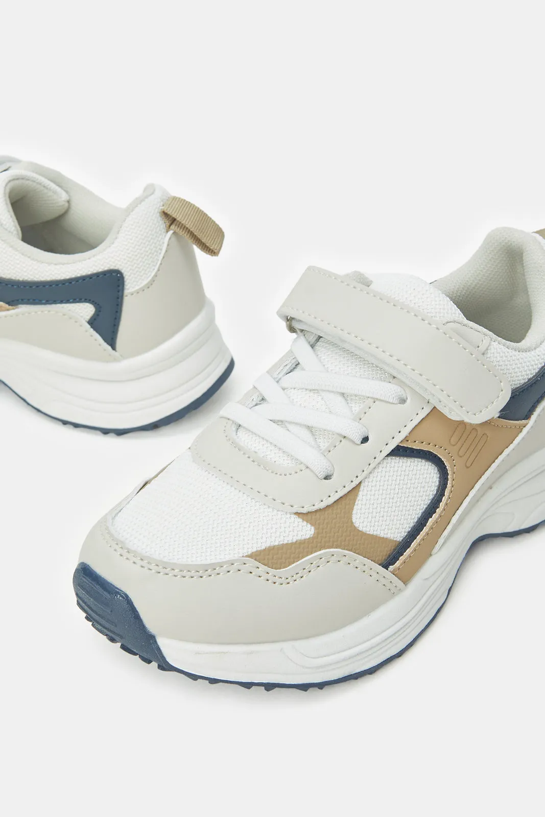 Boys Beige Color Block Chunky Trainer