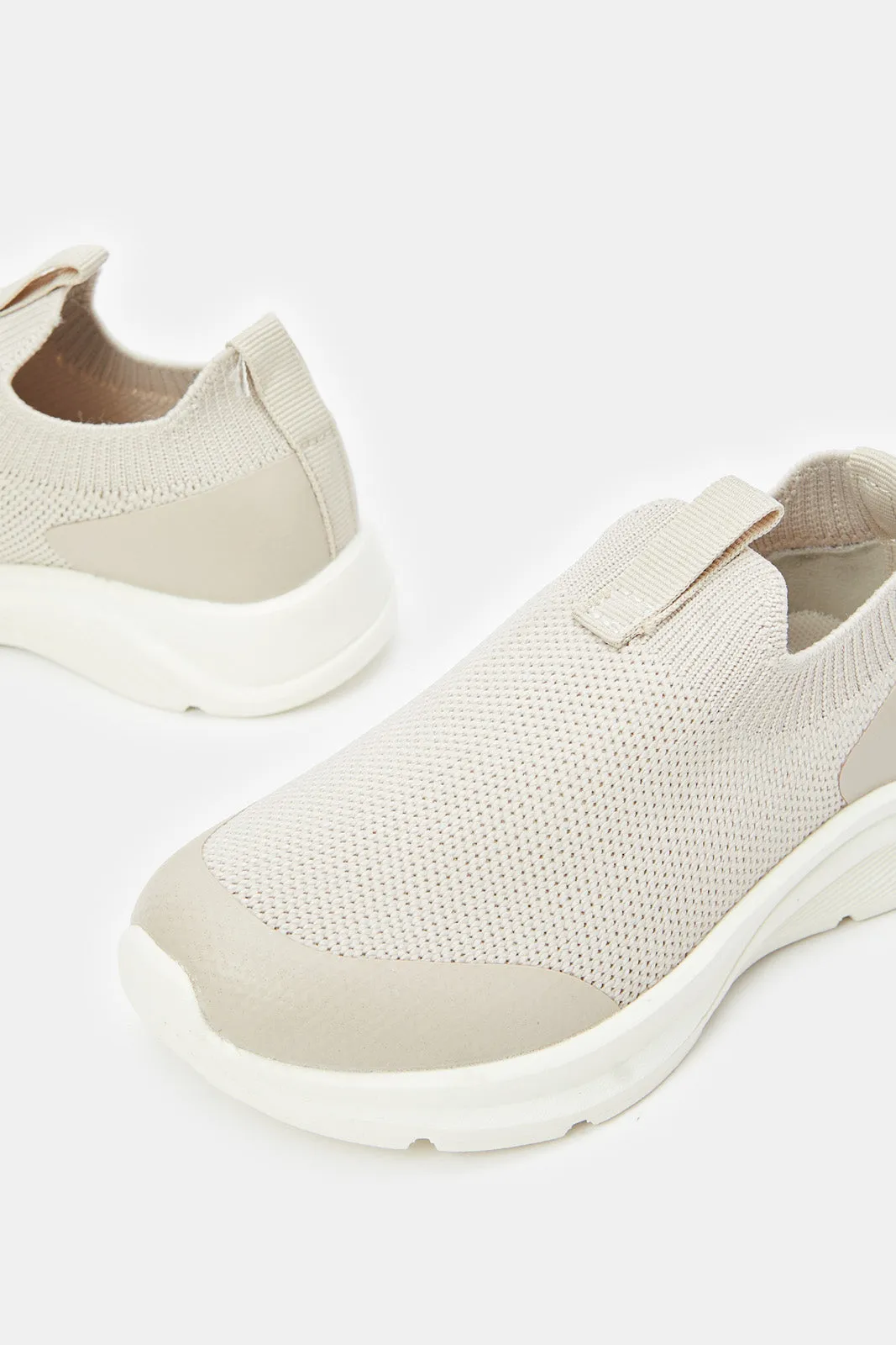 Boys Beige Slip On Chunky Sneaker