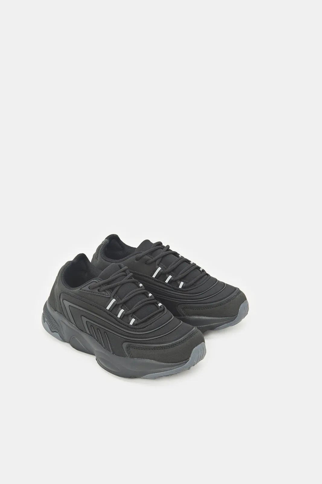 Boys Triple Black Chunky Sneakers