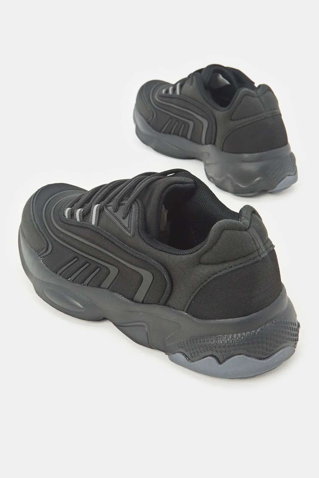 Boys Triple Black Chunky Sneakers