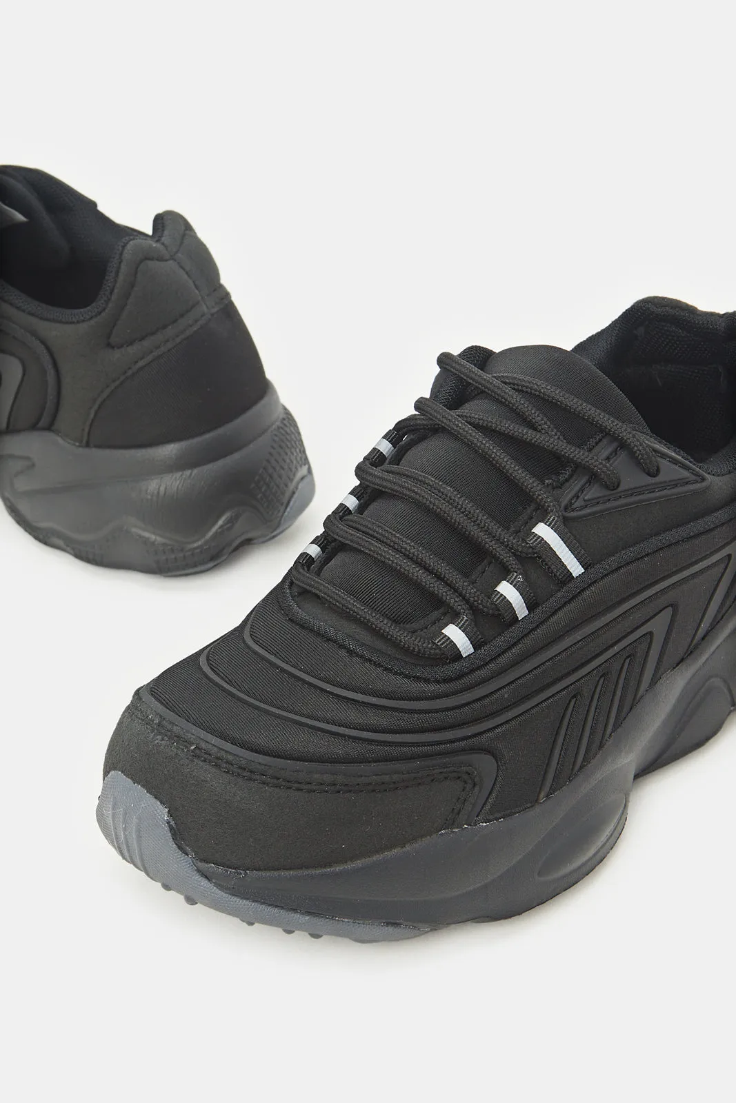 Boys Triple Black Chunky Sneakers