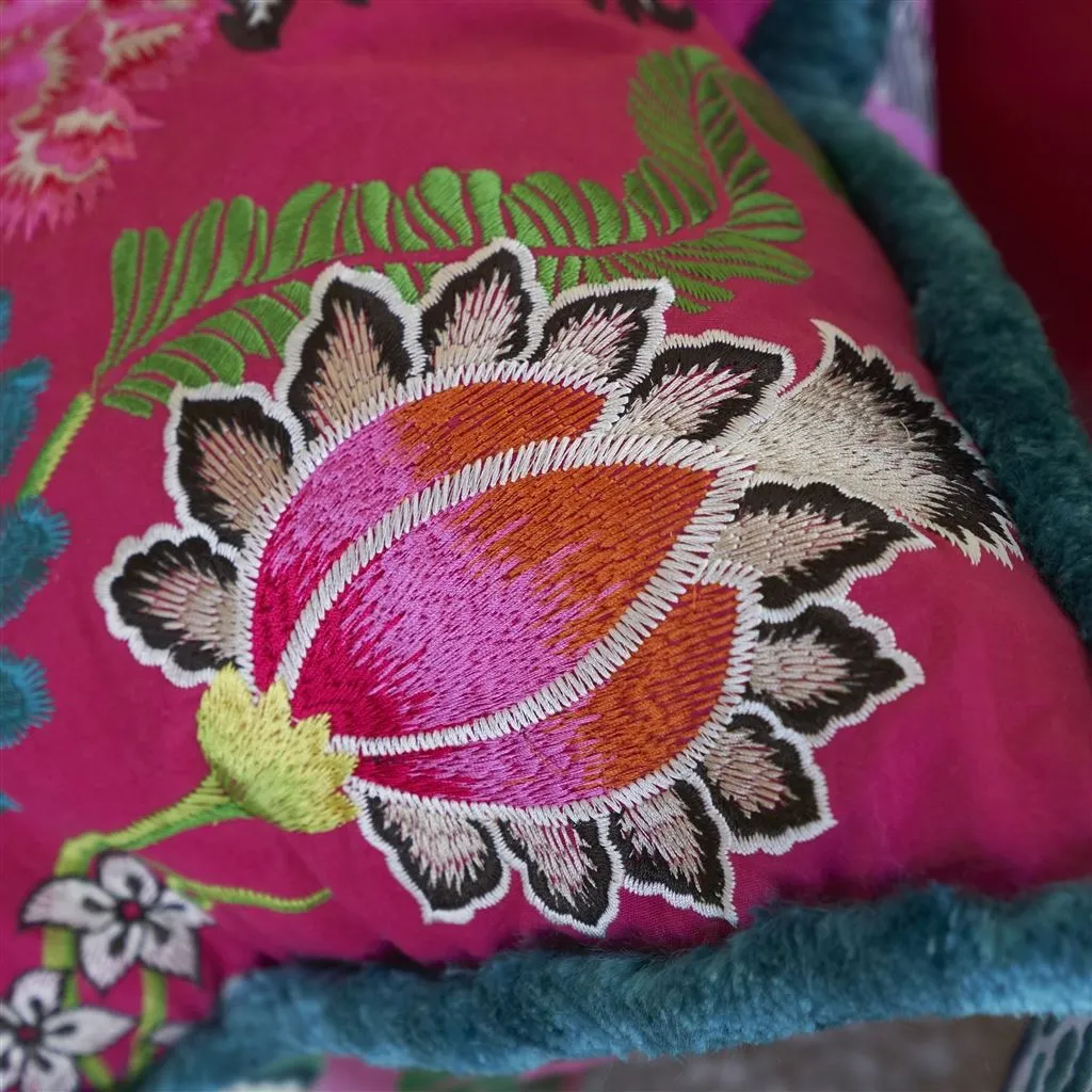 Brocart Decoratif Embroidered Cerise Cushion