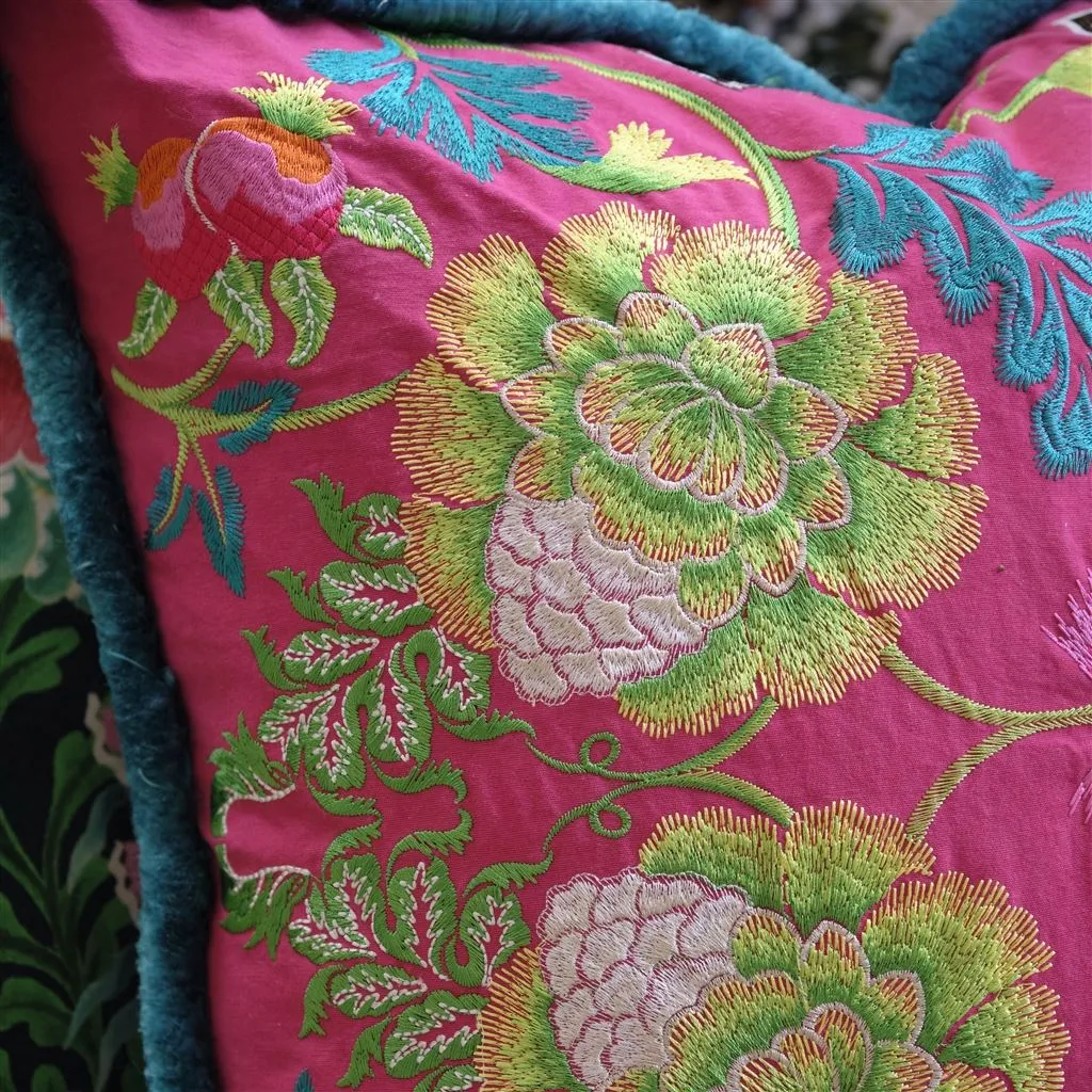 Brocart Decoratif Embroidered Cerise Cushion