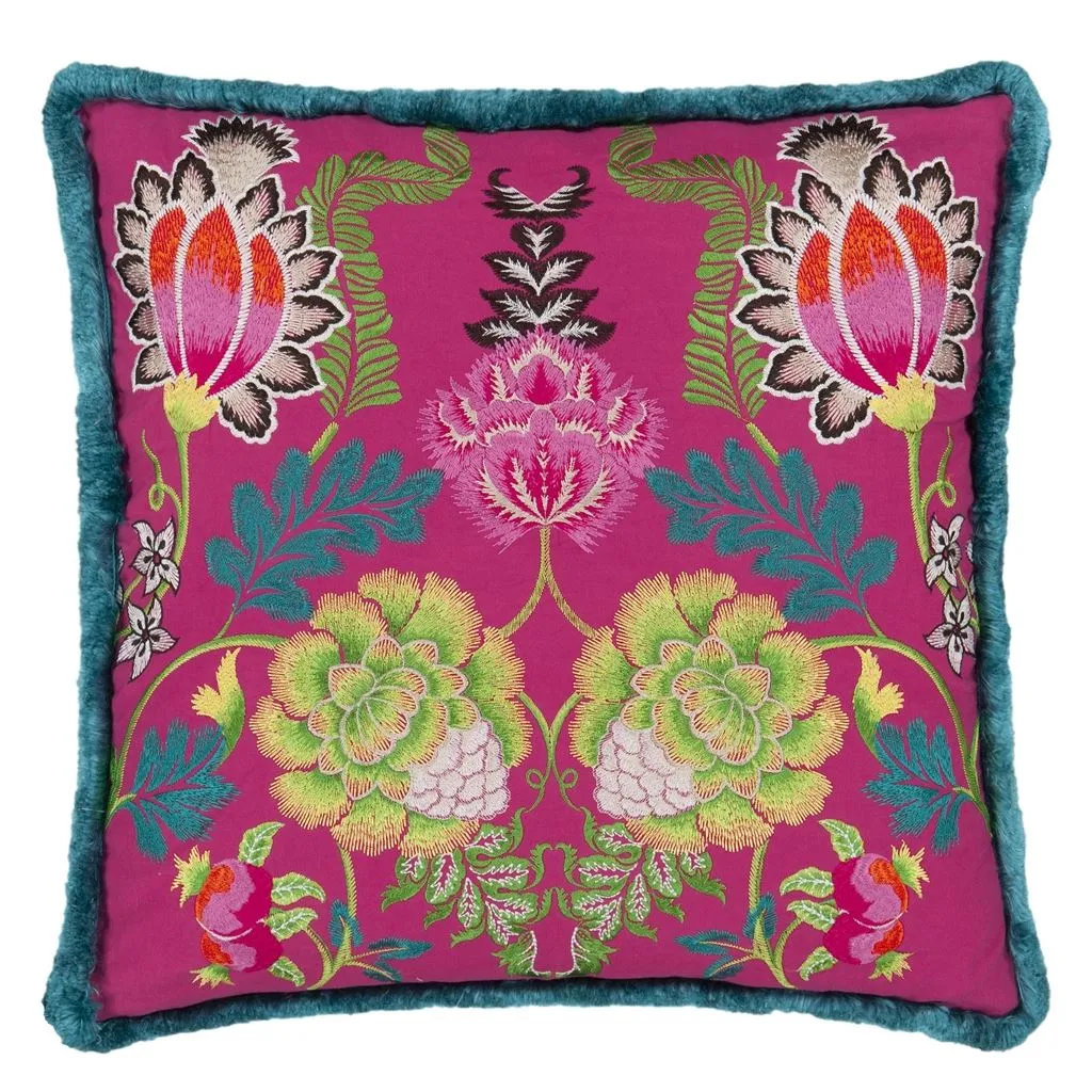 Brocart Decoratif Embroidered Cerise Cushion