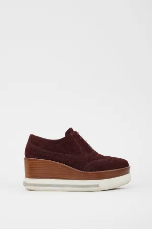 Burgundy Suede Platform Brogue Sneaker