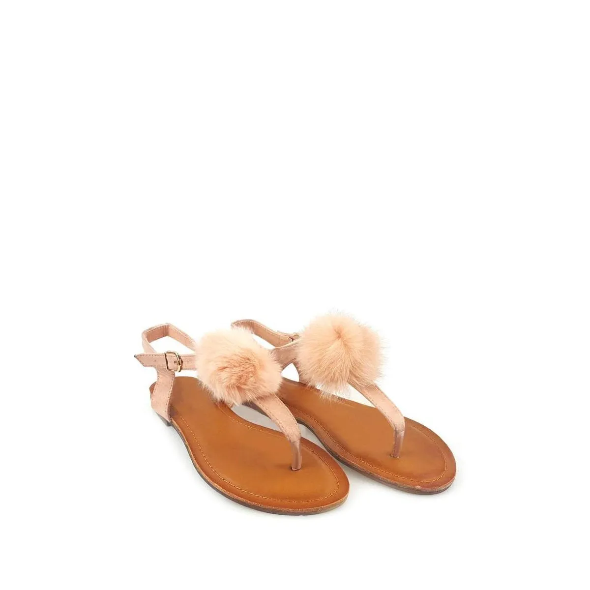 CANNIA Toe Post Pom Pom Flat Sandal