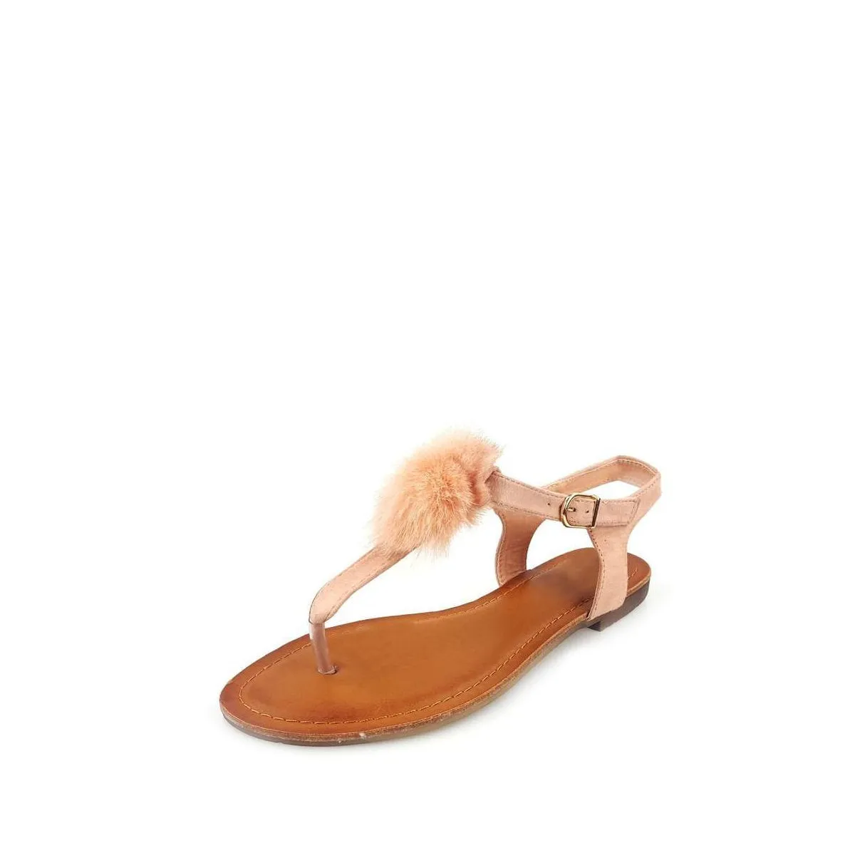 CANNIA Toe Post Pom Pom Flat Sandal