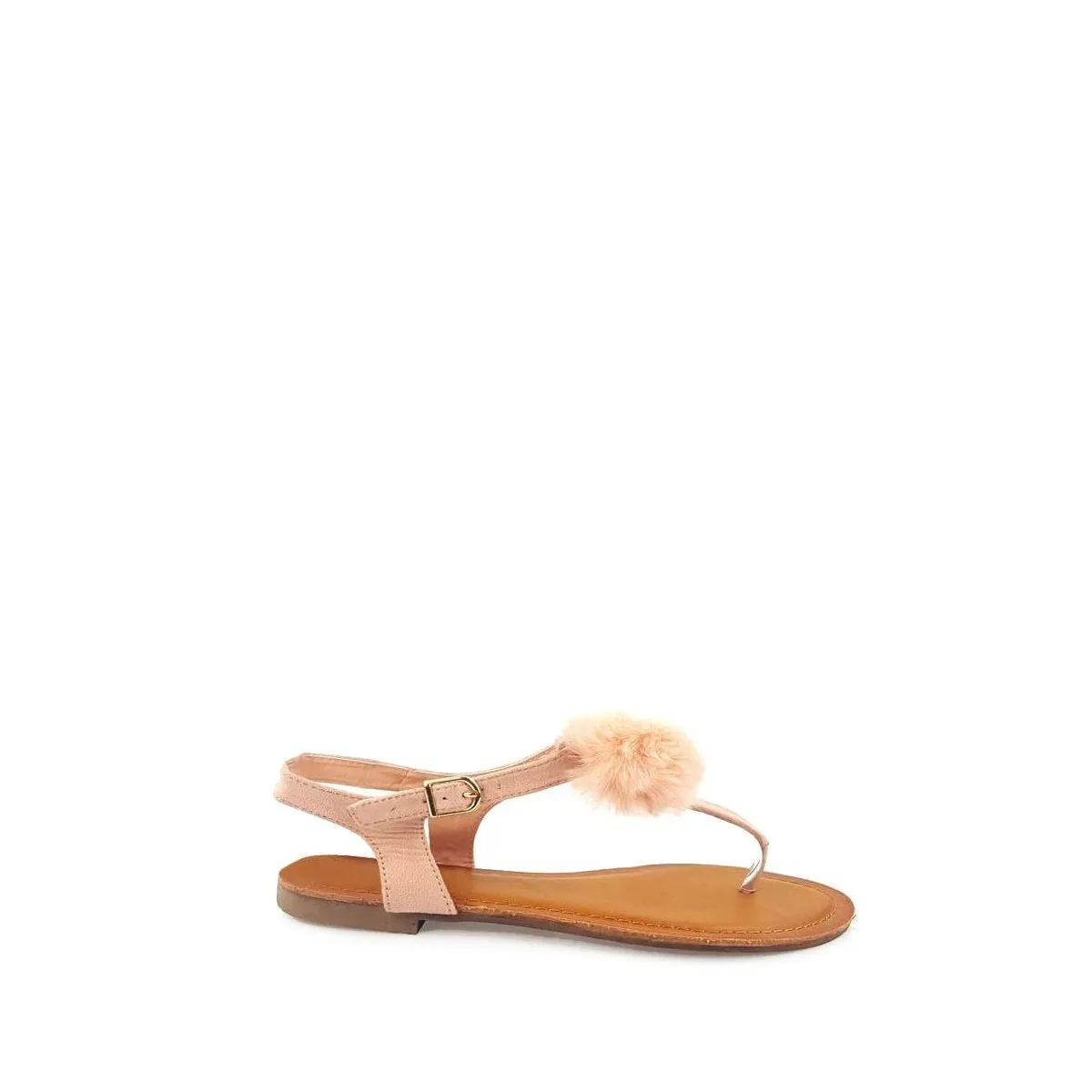 CANNIA Toe Post Pom Pom Flat Sandal