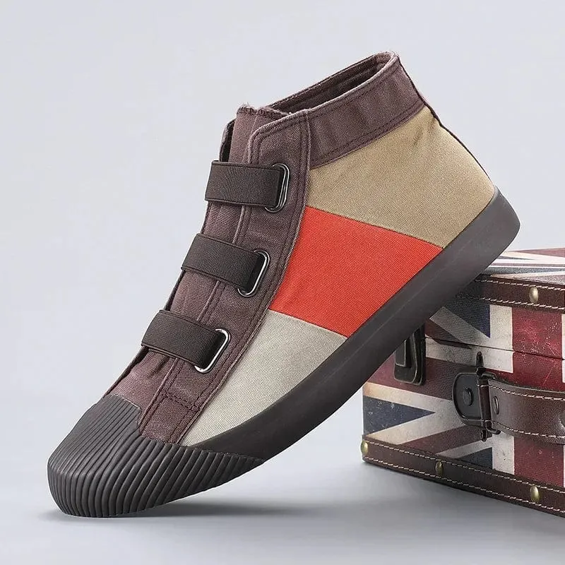 Canvas Comfort: Stylish High-Top Patchwork Sneakers for Men