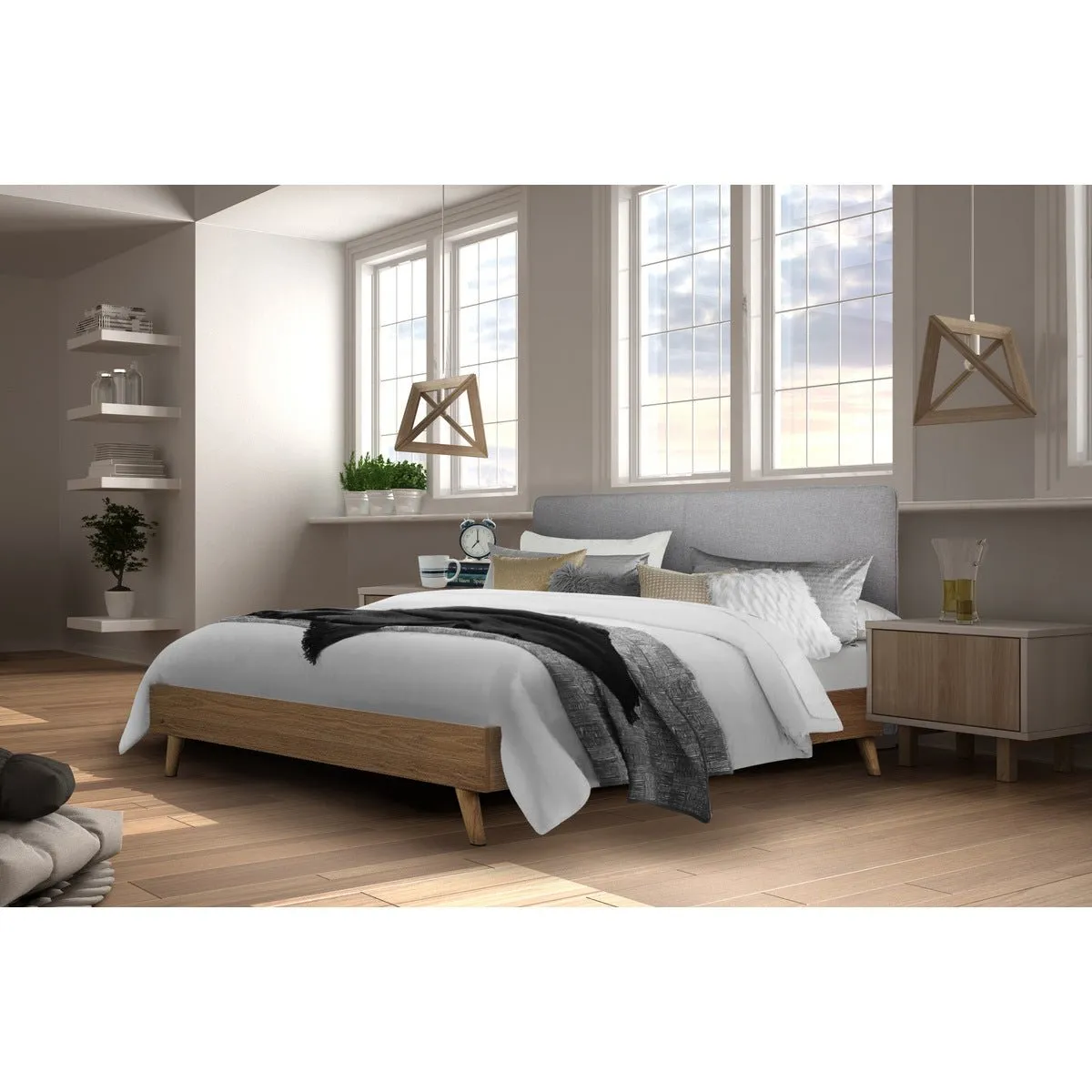 Cassidy Full Platform Bed with Upholstered Headboard